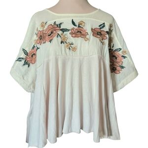 Oli & Hali Oversized Floral Embroidered Boho Swing Top